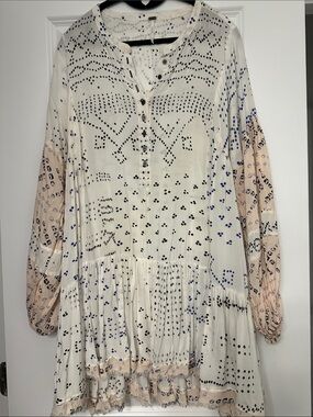 Free People Shibori Ivory Tunic Dress
